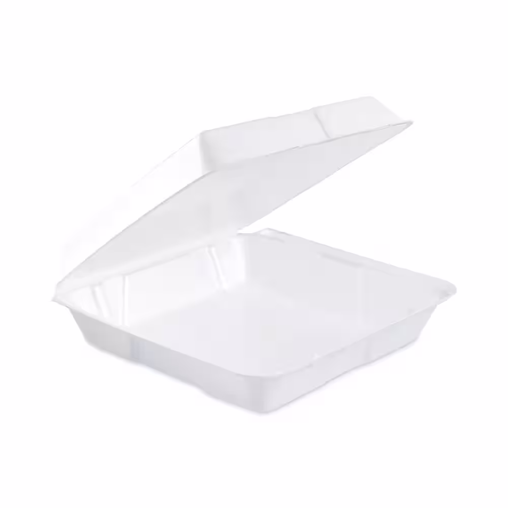 DART 9-1/2 in. x 9-3/10 in. x 3 in. Hinged Insulated Foam Carryout Food Container in White (200 Per Case)