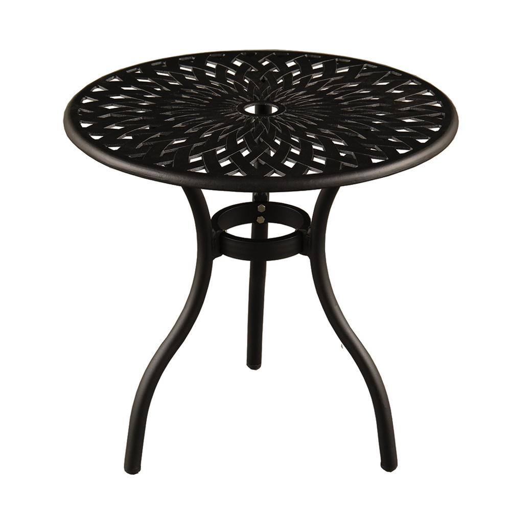 None Contemporary Modern 3-Piece Aluminum Mesh Lattice Outdoor Patio Garden Bistro Set in Sand Black