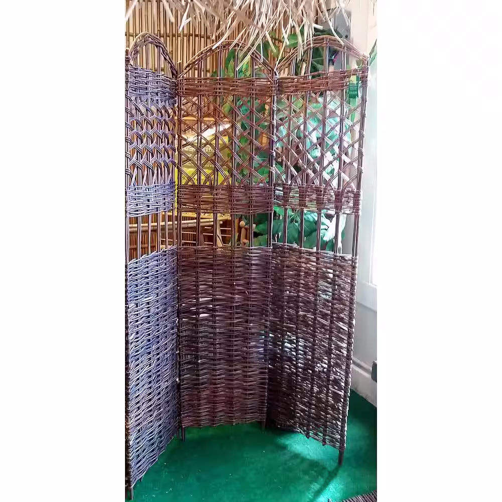 None 6 ft. Brown Willow 4-Panel Room Divider