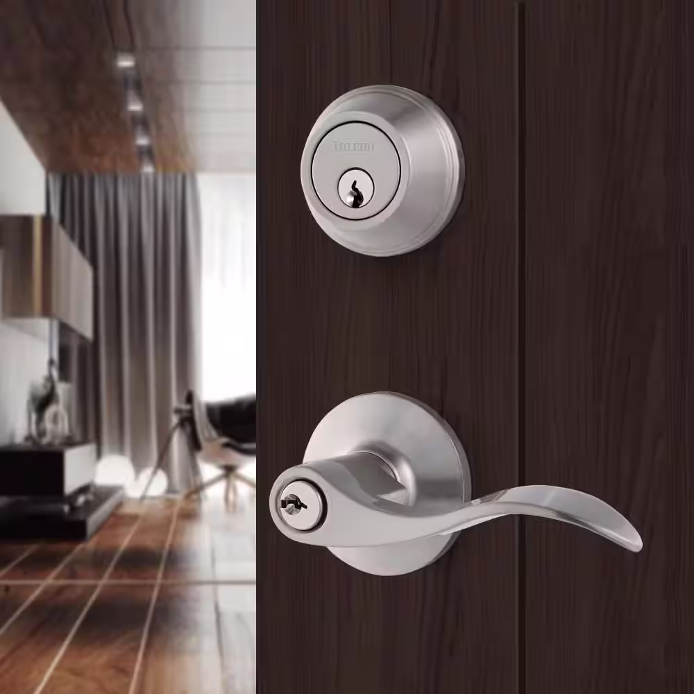 Toledo Double Cylinder Satin Nickel Handle Combo Set