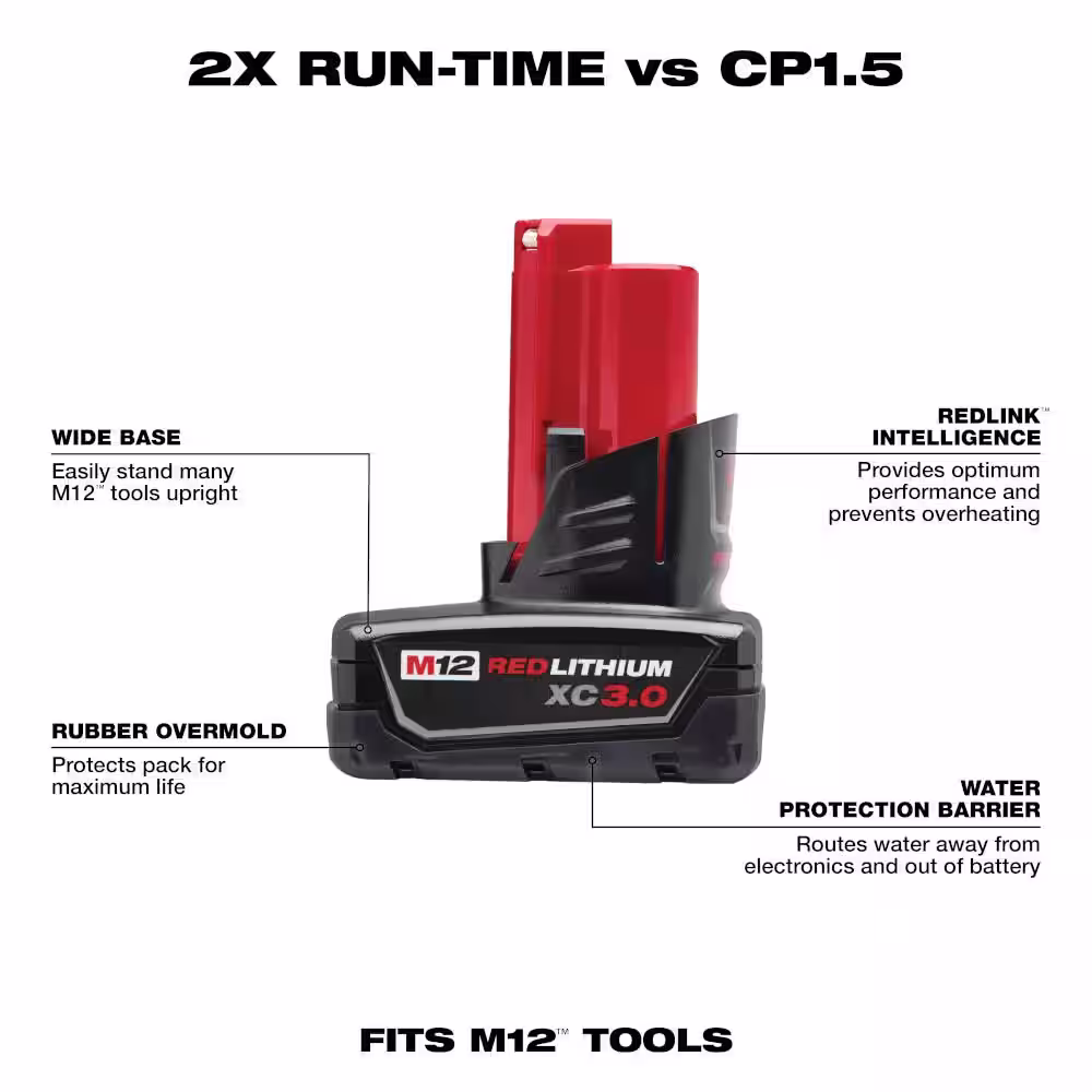 Milwaukee M12 12-Volt Lithium-Ion XC Extended Capacity Battery Pack 3.0Ah