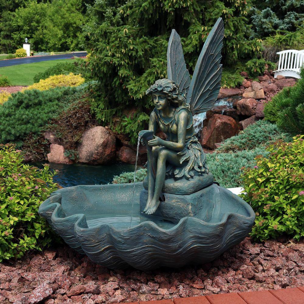 Sunnydaze Decor 30 in. Cascading Fairy Shell Outdoor Water Fountain