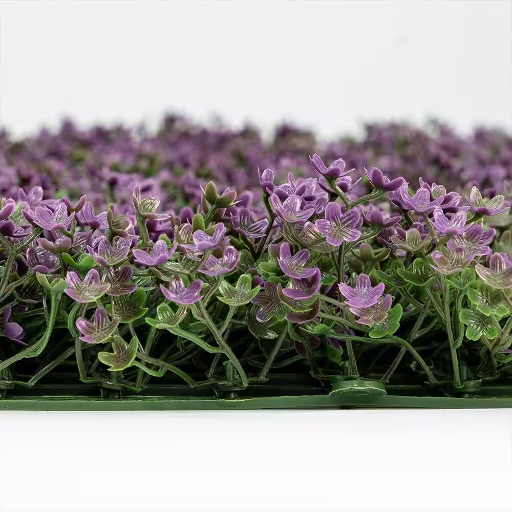 GREENLINE ARTIFICIAL GRASS 20 in. x 20 in. Flowering Star Premium Artificial Hedge Greenery Panels (12-Piece)