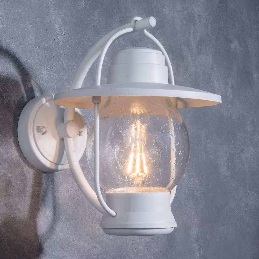 LUTEC Coastal Nantucket 1-Light White Outdoor Wall Lantern Sconce