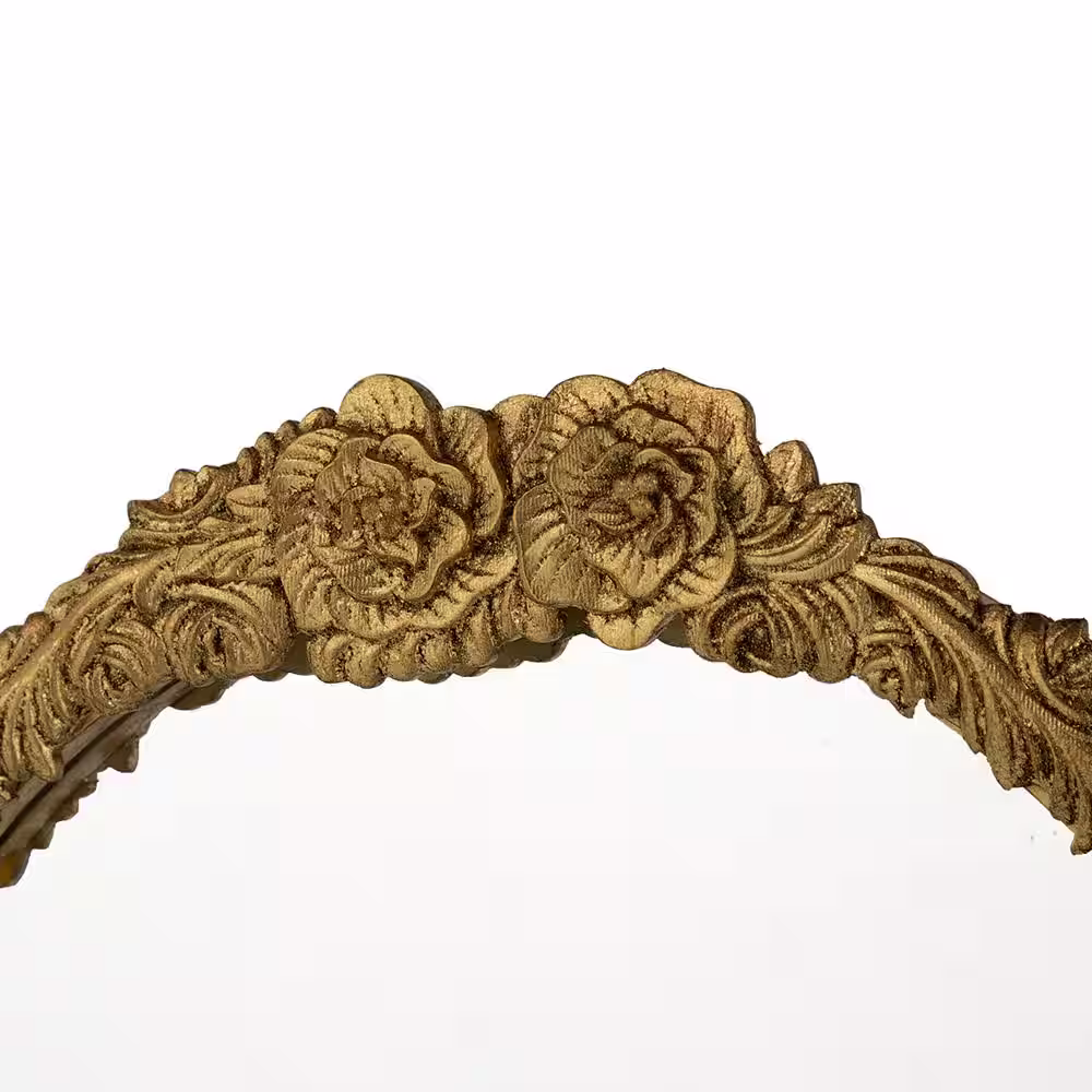 None 28 in. W x 53 in. H Arch Fir Wood Framed Gold Leaning Mirror Wall Mounted Decorative Mirror