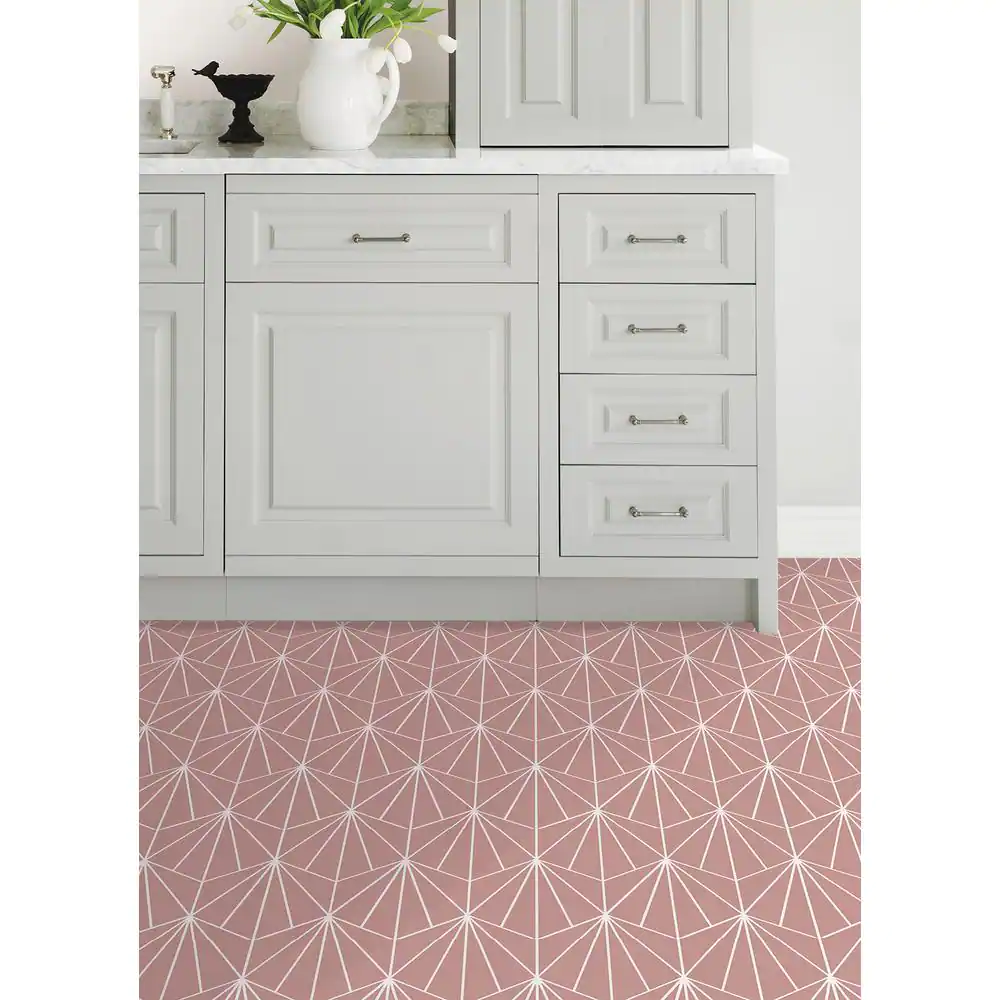 FloorPops Quartz 12 in. W x 12 in. L Pink Peel & Stick Vinyl Tile Flooring (20 sq. ft./case)
