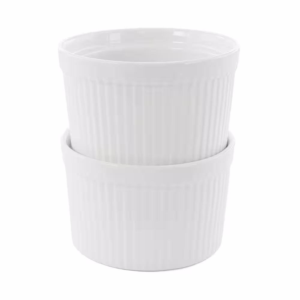 None Simply White 2-Piece Porcelain 22 oz. Ramekin Set