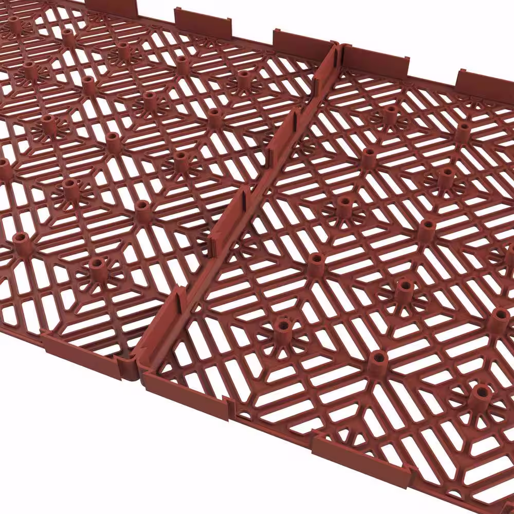 Pure Garden 1 ft. W x 1 ft. L Terracotta Outdoor Interlocking Diamond Pattern Polypropylene Patio and Deck Tile Flooring (Set of 30)