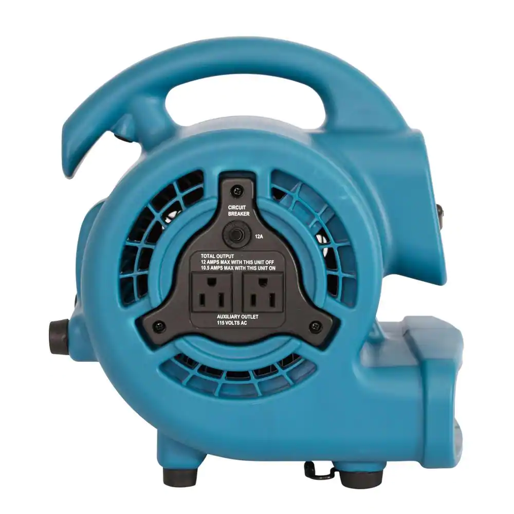 XPOWER 600 CFM 3-Speed Multi-Purpose Mini Mighty Air Mover Utility Blower Fan with Power Outlets