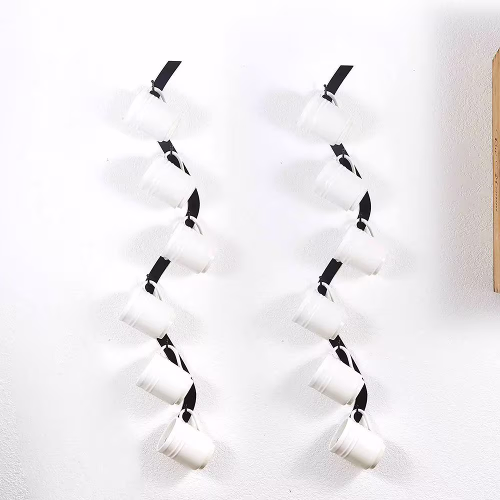 None Black Unique S Curve Design Coffee Cup Rack Wall Hanging Holder - Set of 4