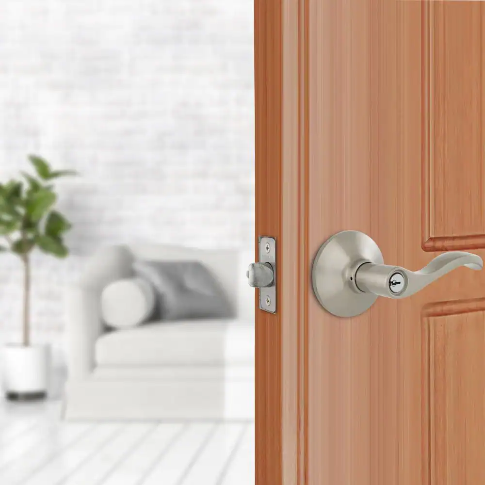 Defiant Naples Satin Nickel Modern Keyed Entry Door Lever Handle