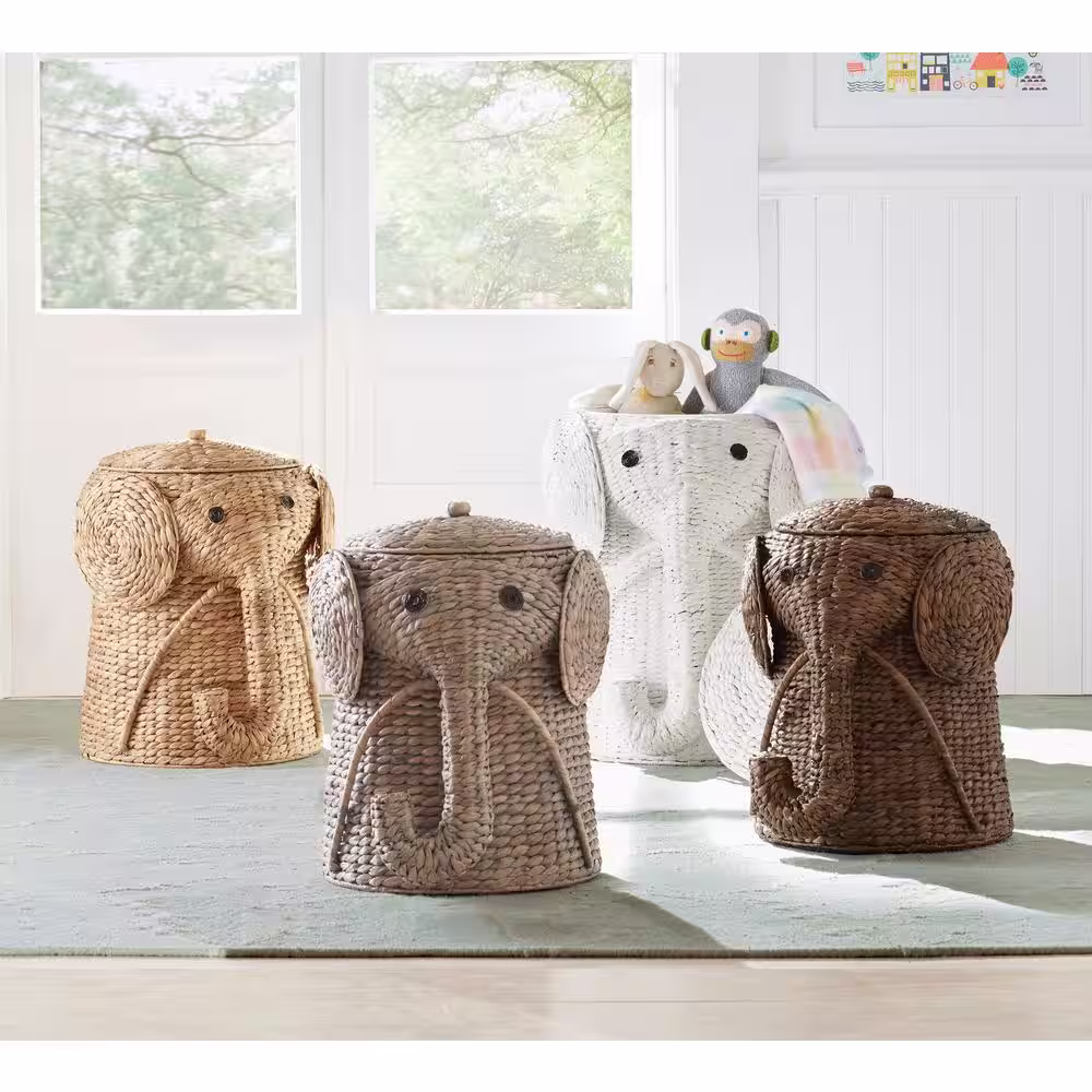 Home Decorators Collection Elephant Natural Woven Basket with Lid (16