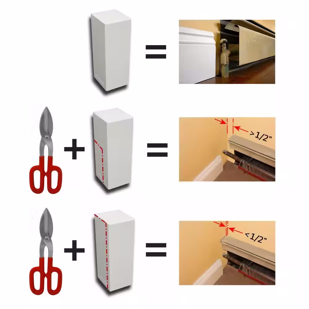 Baseboarders Basic Series Steel Easy Slip-On Baseboard Heater Cover Left Side End Cap in White