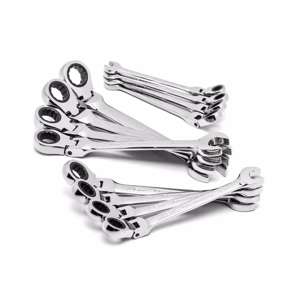 GEARWRENCH 12-Point 72-Tooth Metric Flex Head Ratcheting Combination Wrench Set (12-Piece)