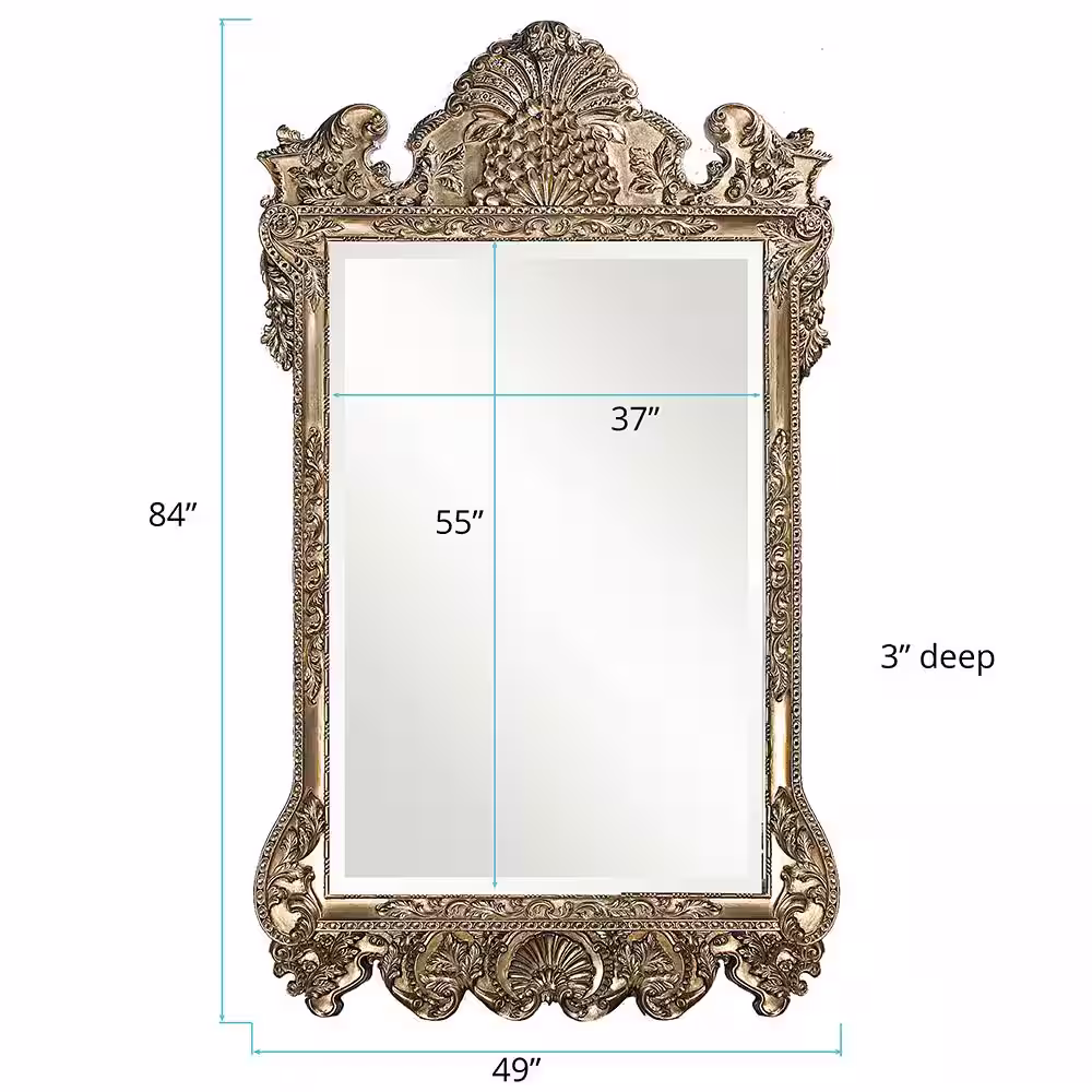 None Oversized Rectangle Antique Silver Leaf Beveled Glass Classic Mirror (84 in. H x 48 in. W)