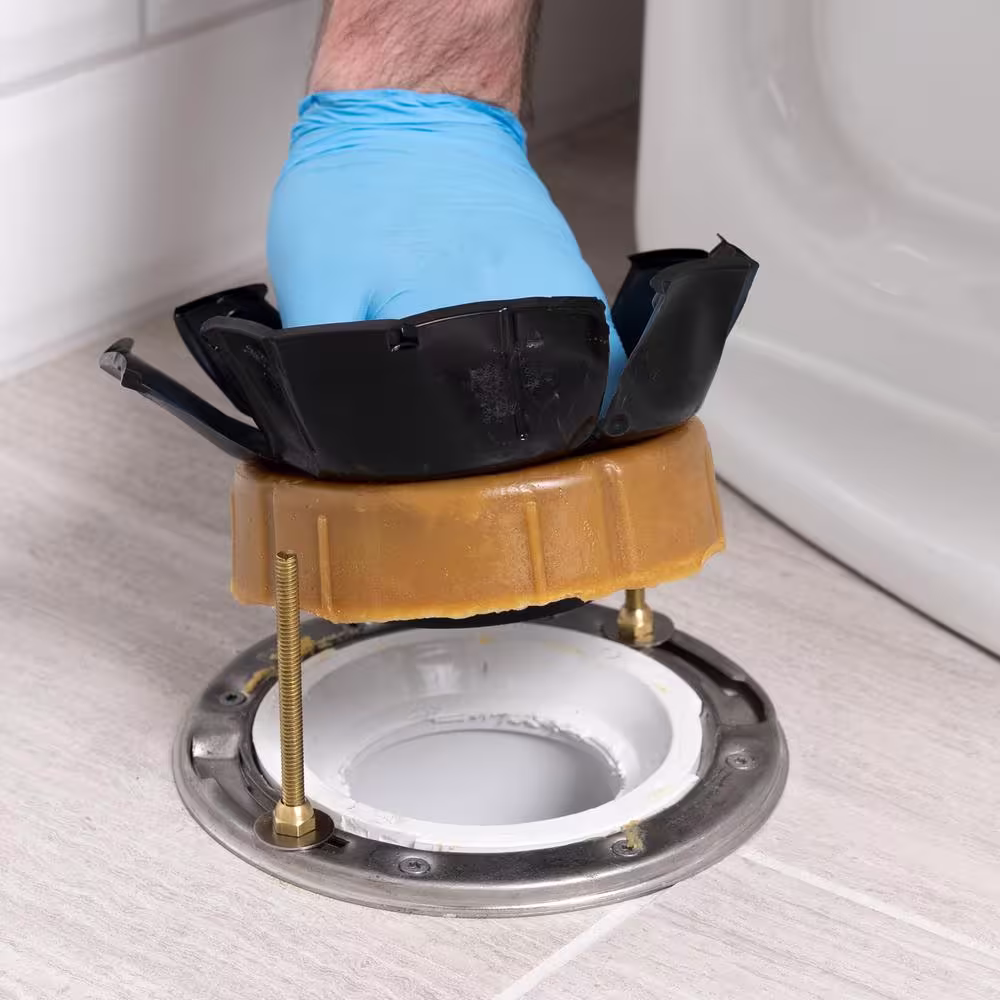 Oatey Johni-Ring 3 in. - 4 in. Jumbo Toilet Wax Ring with Plastic Horn and Extra-Long Brass Toilet Bolts