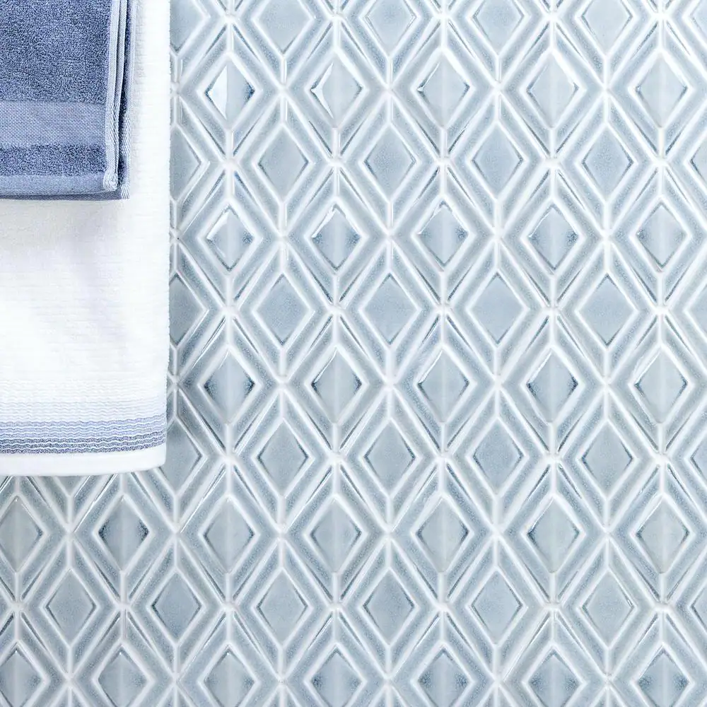 Ivy Hill Tile Delphi Jewel Arctic Blue 12 in. x 16 in. Polished Ceramic Mosaic Tile (1.19 sq. ft./Sheet)