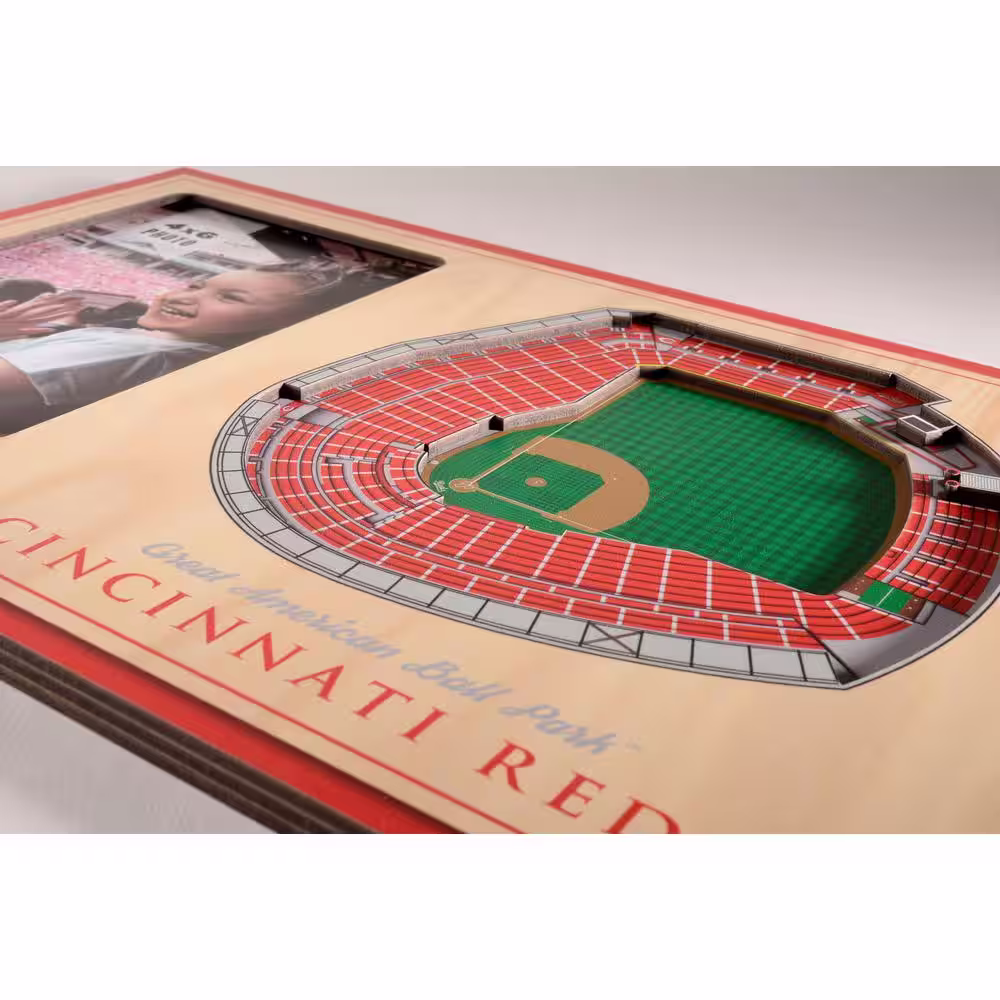 YouTheFan MLB Cincinnati Reds Team Colored 3D StadiumView with 4 in. x 6 in. Picture Frame