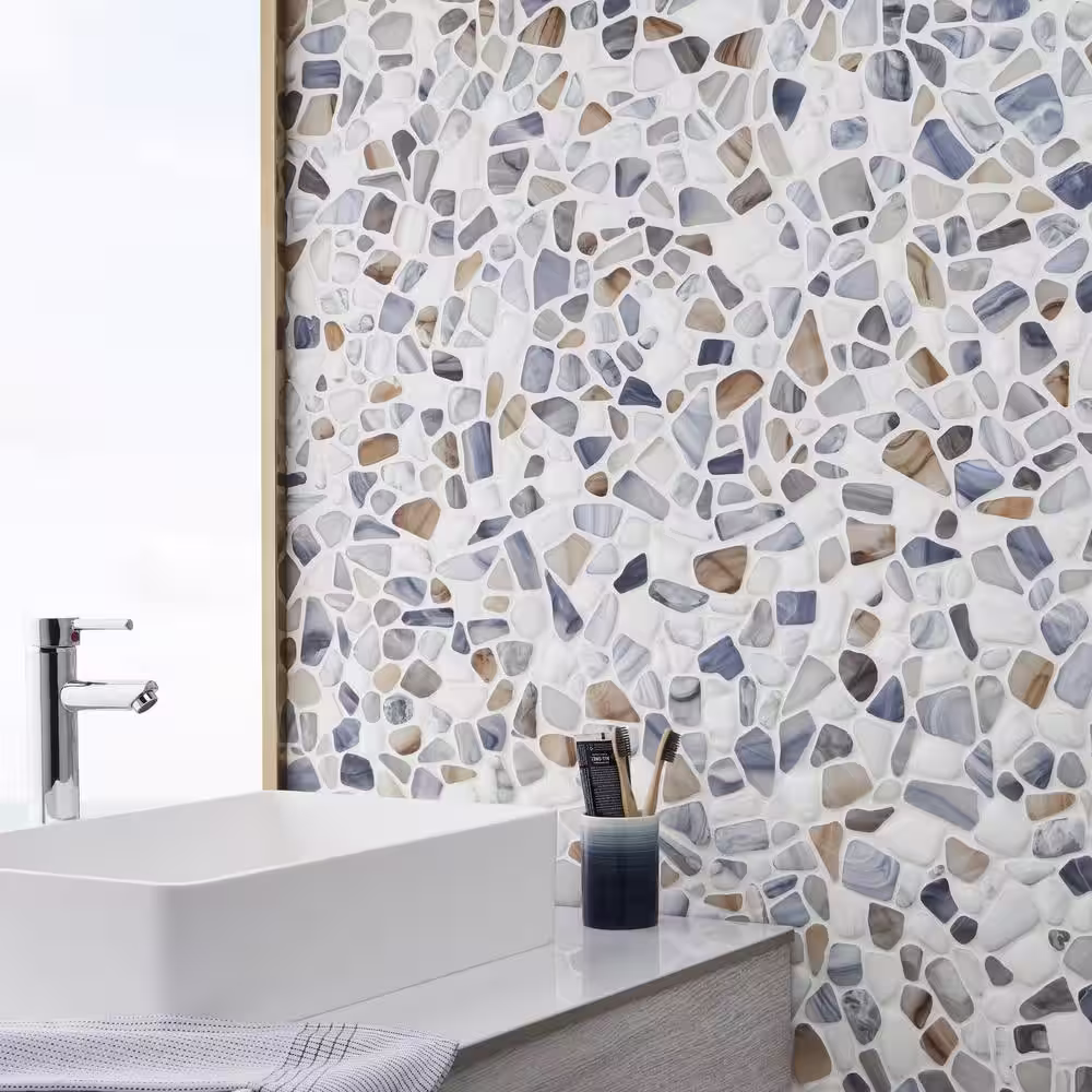 Ivy Hill Tile Hydra Frosted Seaglass 11.81 x 11.81 Glass Mosaic (0.97 sq. ft. per sheet)