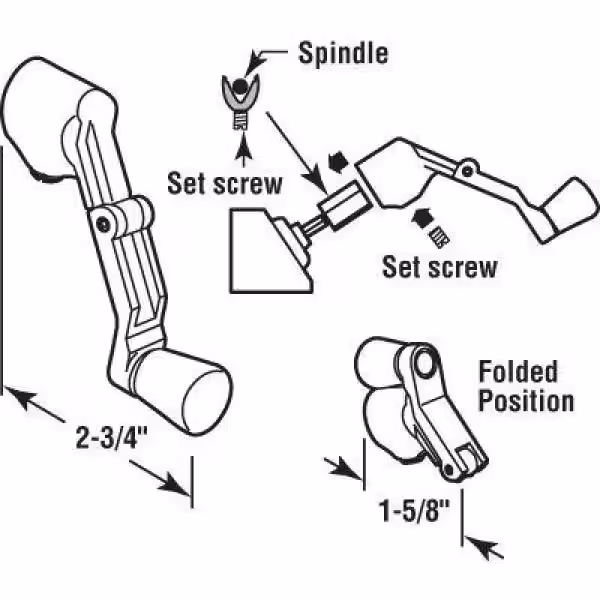 Prime-Line Universal Folding Crank Handle, Fits Most Spindles, Aluminum