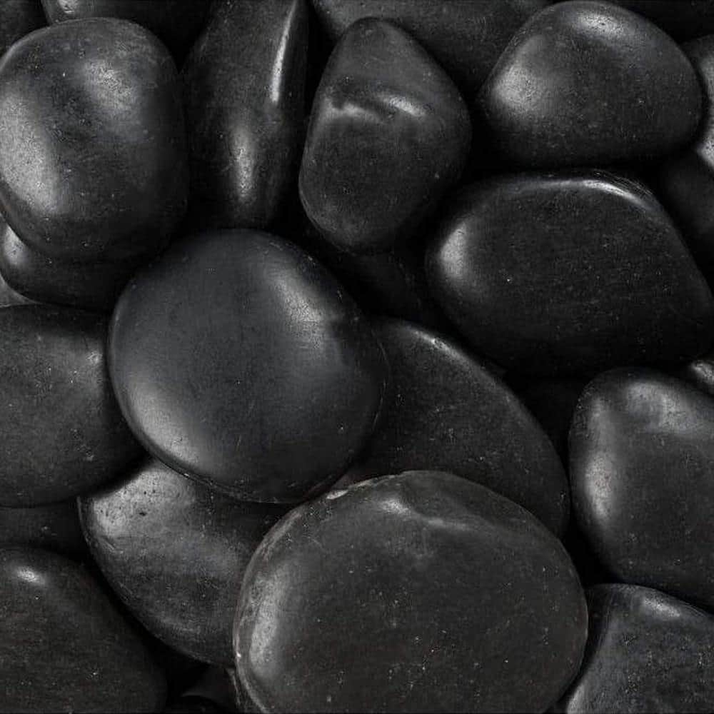 Rain Forest 0.40 cu. ft. 1 in. to 2 in. 30 lbs. Polished Black Grade A Pebbles
