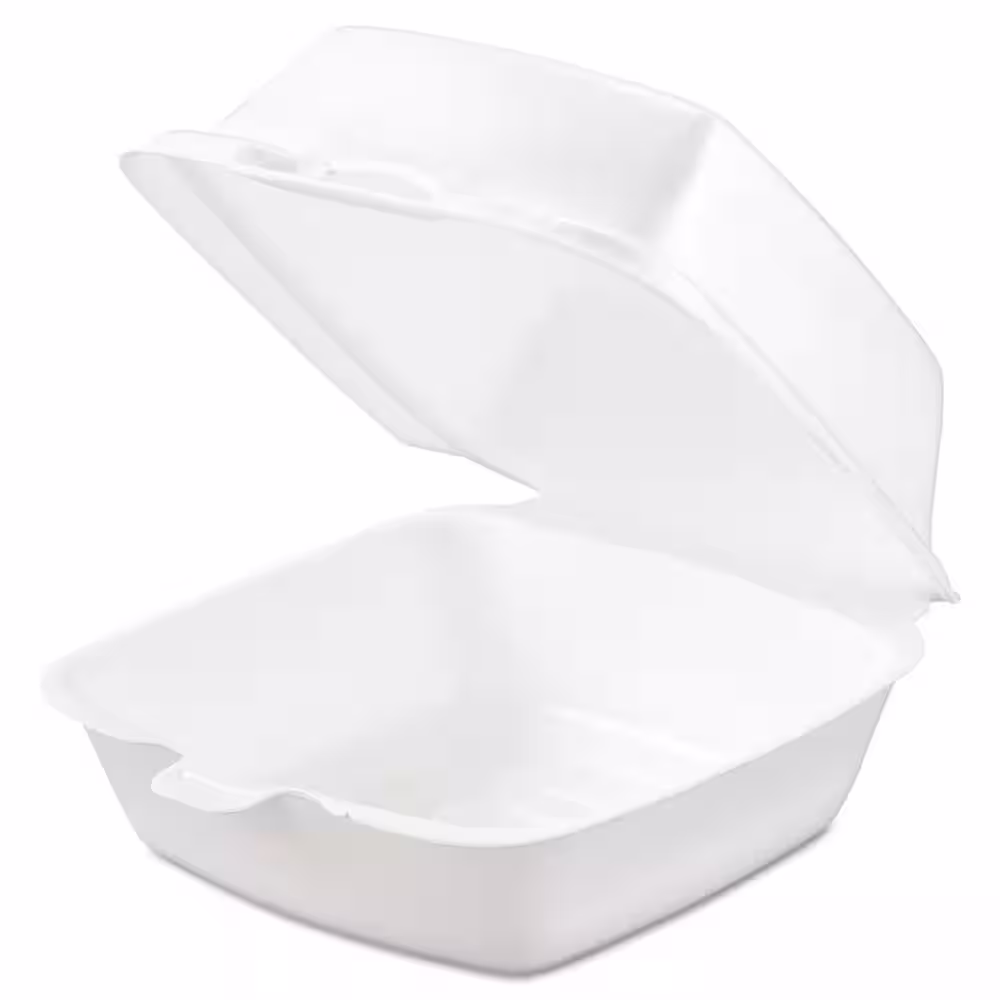DART 5.38 in. x 5.5 in. x 2.88 in. White Foam Hinged Lid Containers (500-Carton)