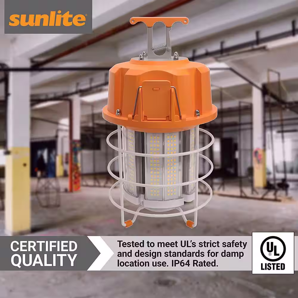 Sunlite 15,000 Lumens LED Portable 120-Watt Temporary Job Site Hanging LED Work Light with 320Â° Light and 10 ft. Power Cord