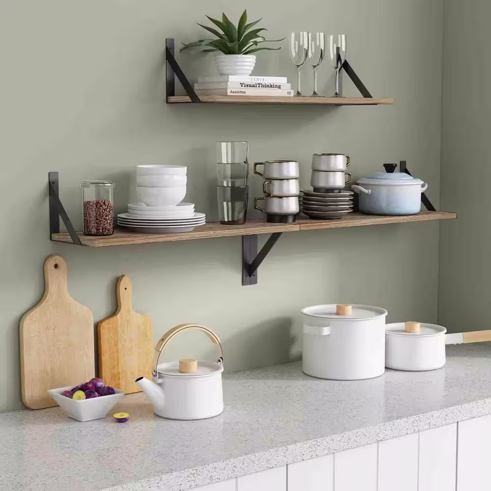 None 24 in. W x 8 in. D Floating Decorative Wall Shelf Set of 3