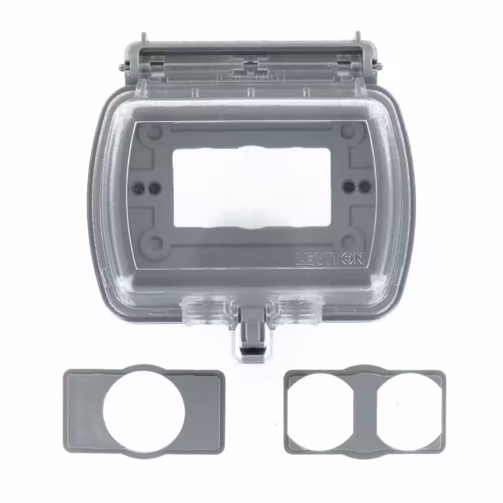 Leviton Decora/GFCI 1-Gang Extra Heavy Duty Raintight While-In-Use Device Mount Horizontal Cover with Lid, Clear