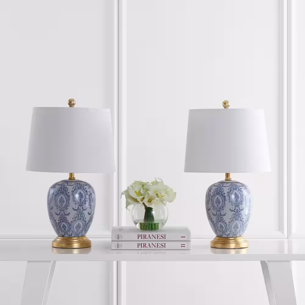 SAFAVIEH Kalel 23 in. Blue/White Table Lamp