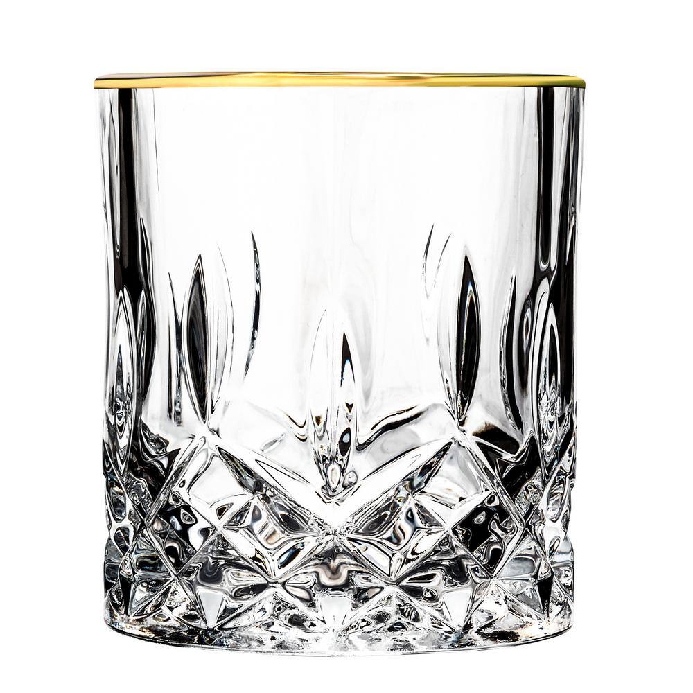 Lorren Home Trends Siena Collection 2 fl. oz. Shot Glass Set with Gold Trim