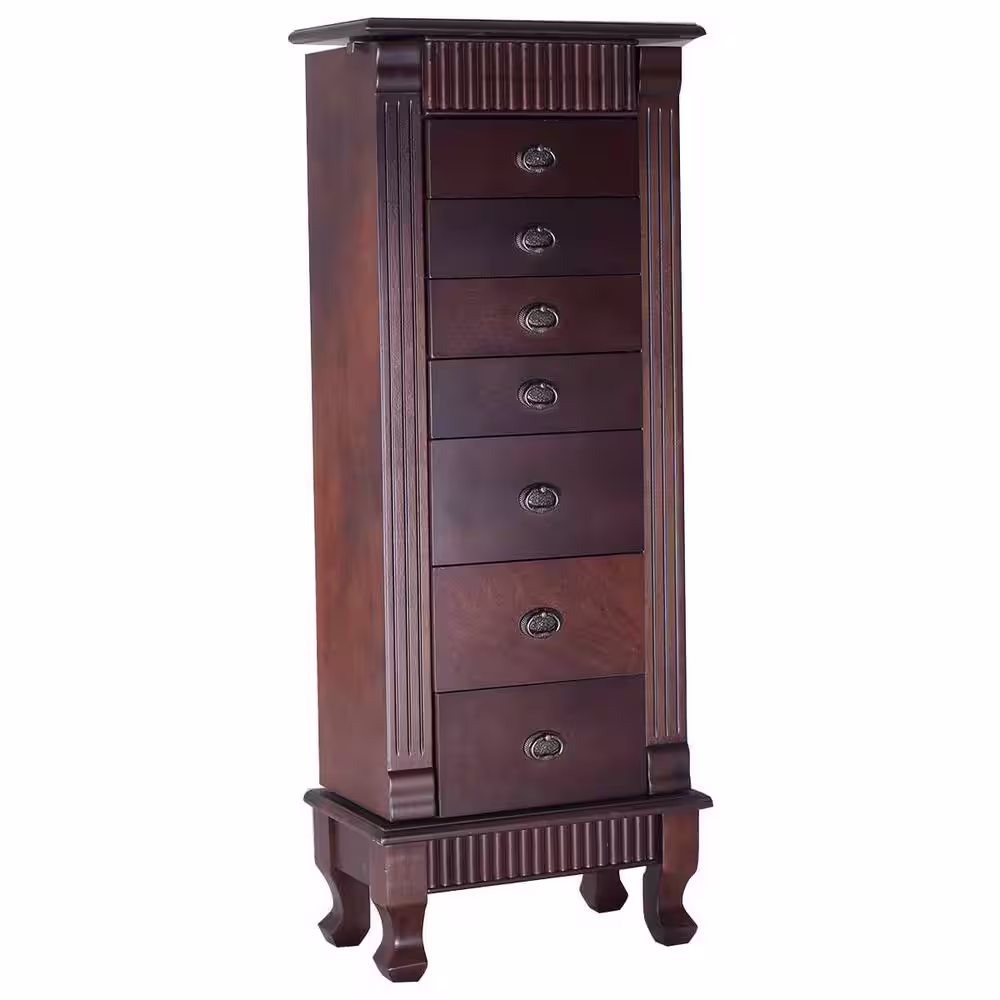 None 14.8 in. W x 9 in. D x 38.6 in. H Jewelry Cabinet Armoire Cambered Front Storage Chest Stand Organizer