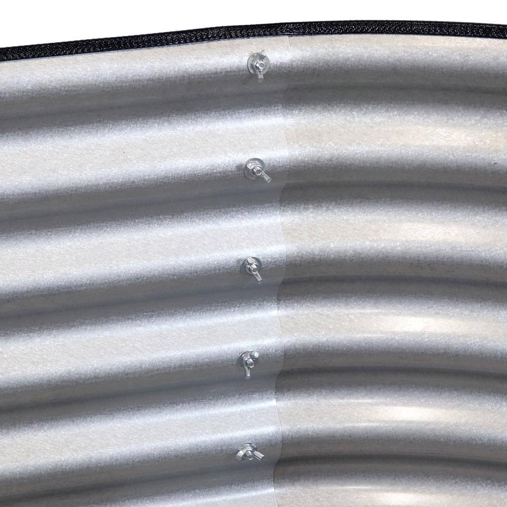 Sunnydaze Decor Sunnydaze 79 in. W x 32 in. H Silver Oval Stand-Up Steel Raised Garden Bed