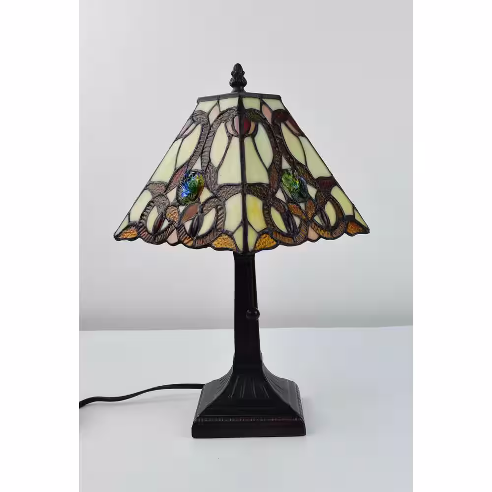 Amora Lighting 16 in. Multi-Colored Tiffany Style Geometric Mini Table Lamp