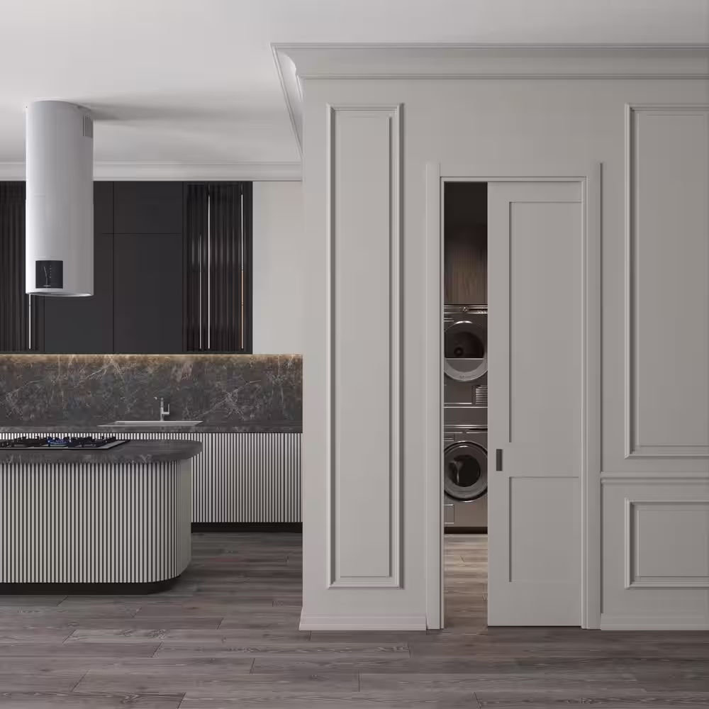 None 24 in. x 96 in. Double Panel Solid Core Composite Wood White Primed Smooth Texture Interior Door Slab