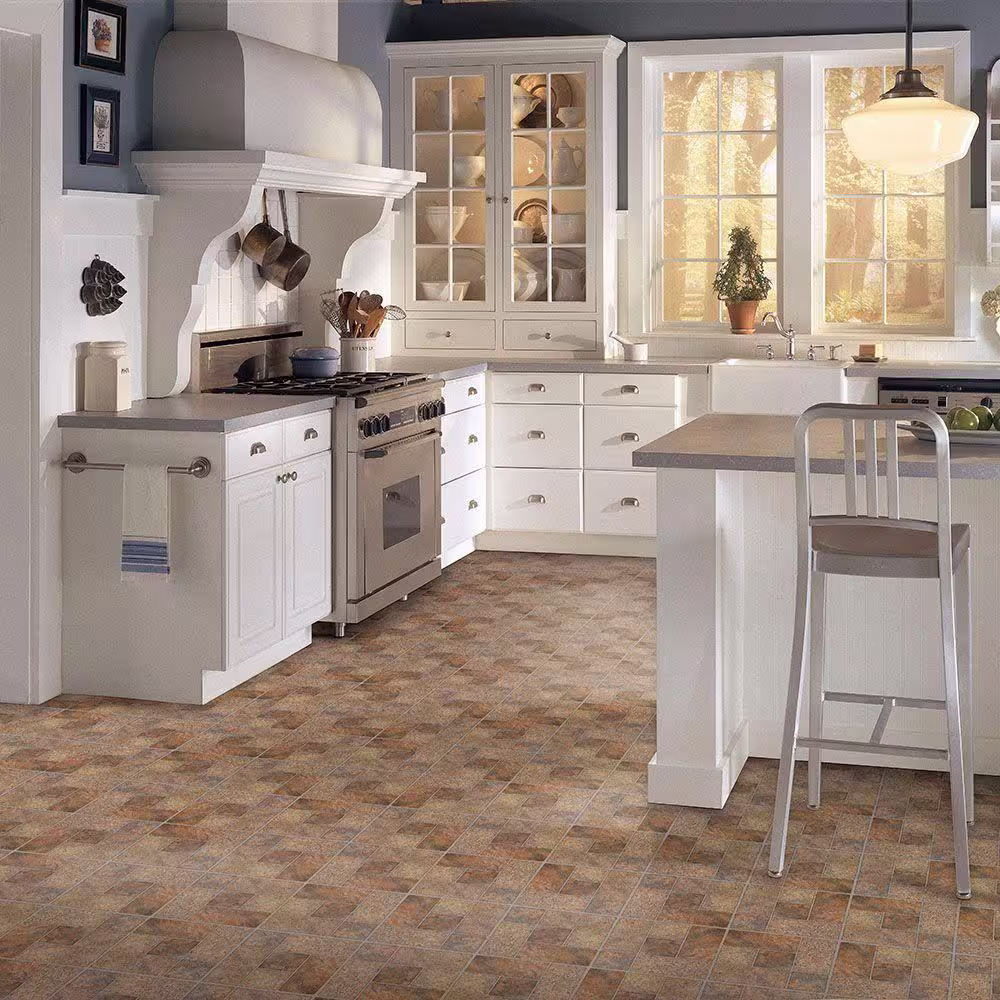 TrafficMaster Bodden Bay Terra Cotta 3 MIL x 12 in. W x 13 in. L Peel and Stick Vinyl Tile Flooring (30 sqft/case)
