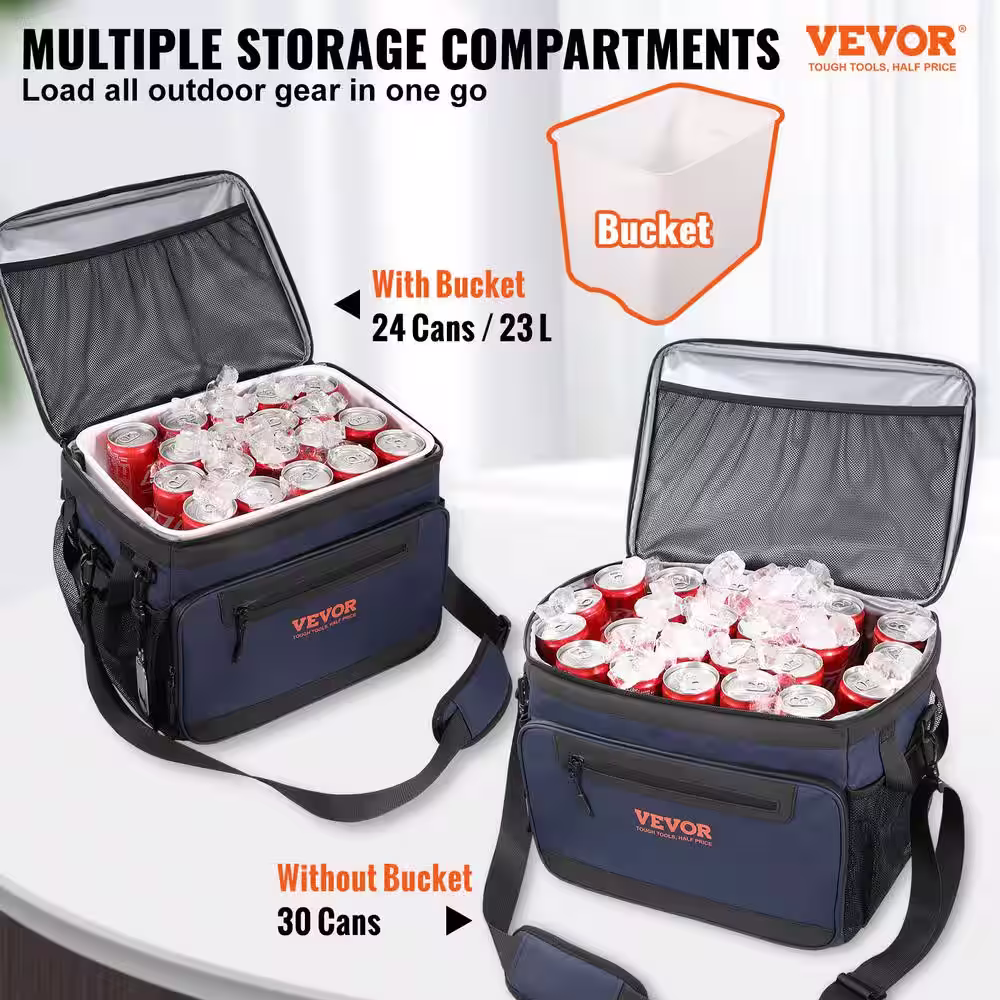None Hardbody Cooler Bag 20 qt. Oxford Fabric Insulated Cooler Bag Leakproof and Waterproof Hardbody Deep Freeze Cooler