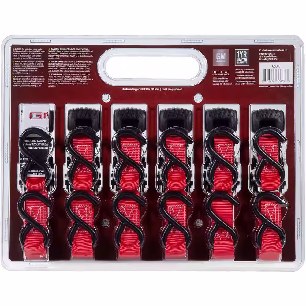 None 14 ft. x 1 in. Ratchet Tie Down Strap Kit/1500 lbs. Break Strength (6-Pack)