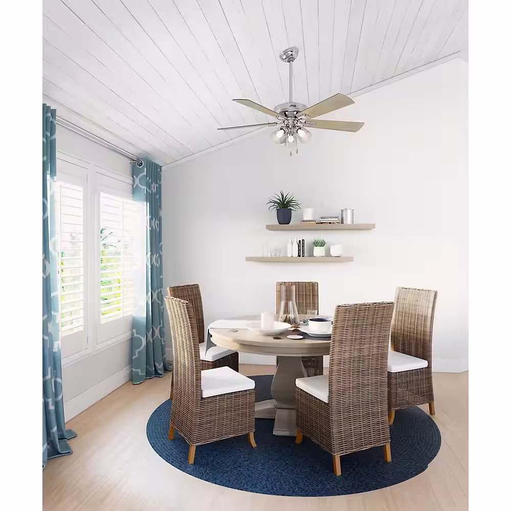 Hunter Crestfield 52 in. LED Indoor Brushed Nickel Ceiling Fan with 3-Light Kit