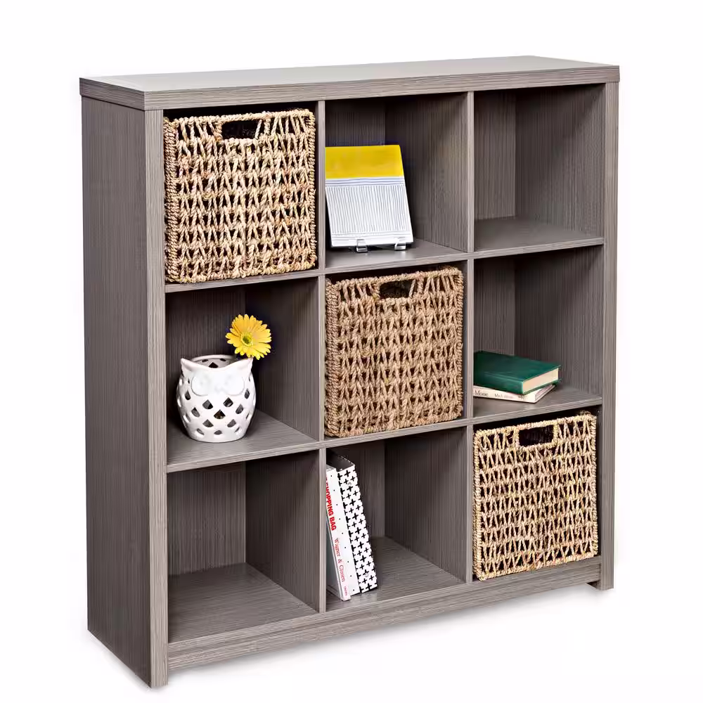 Honey-Can-Do 39 in. H x 37.4 in. W x 11.6 in. D Gray MDF Laminate 9- Cube Organizer