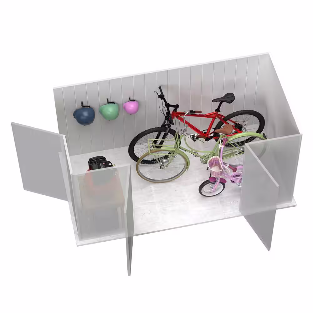 ABSCO 10 ft. W x 5 ft. D Metal Bike Shed in Pale Eucalypt with SNAPTiTE assembly system 60 sq. ft.
