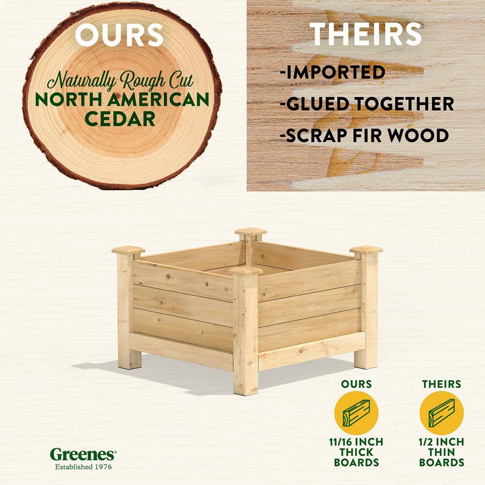 Greenes Fence 24 in. L x 24 in. W x 17 in. H Original Cedar Elevated Planter