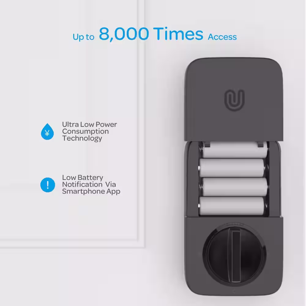 Ultraloq U-Bolt Black with Wi-Fi Bridge Deadbolt Smart Lock with Passage Handle