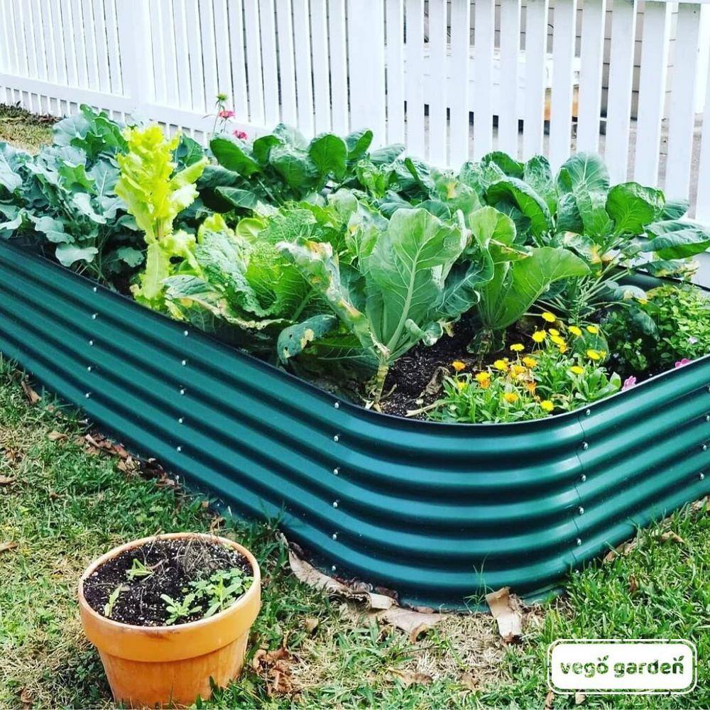vego garden 17 in. 10-In-1 Modular British Green Metal Raised Garden Bed Kit