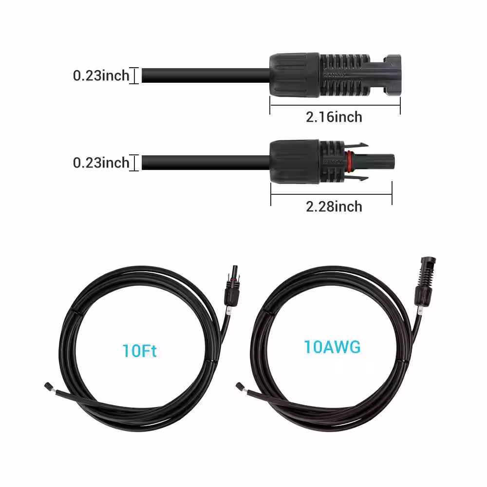 Renogy 10 ft. 10 AWG Solar Panel and Charge Controller Connector Adaptor Kit Cables