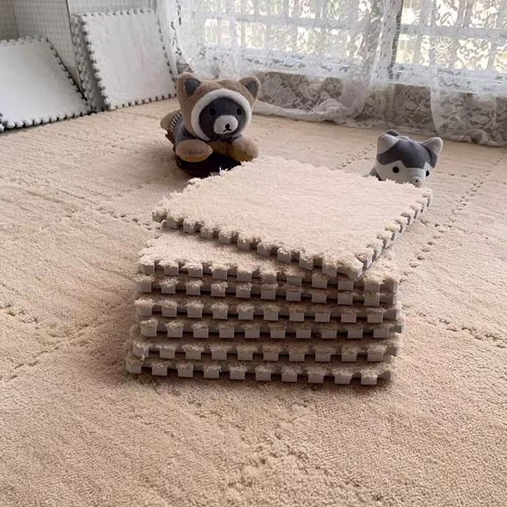 None 16 Pcs Foam Floor Mat Square Interlocking Carpet Tiles Play Mat Soft Climbing Area Rugs, 12 x 12 x 0.4 Inch CAMEL