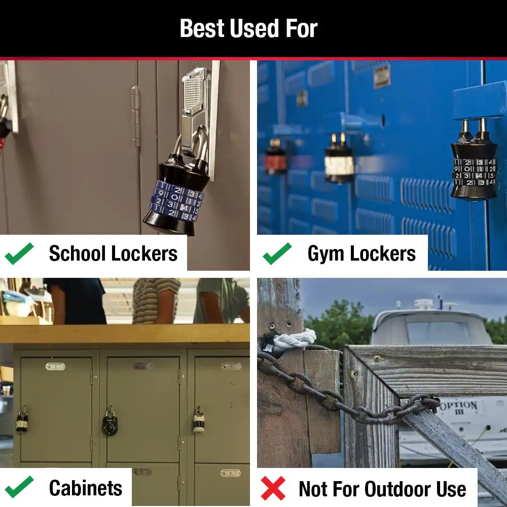 Master Lock Combination Locker Lock, Resettable, Assorted Colors