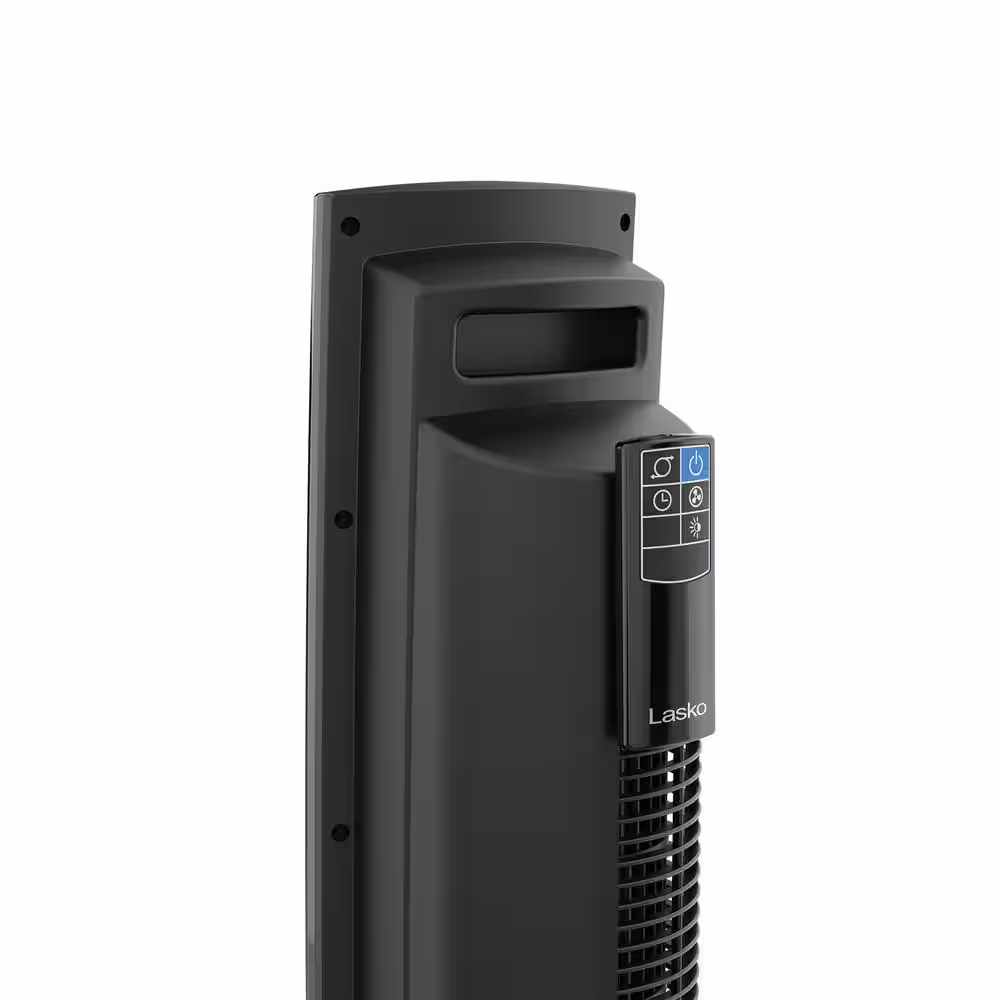 Lasko Wind Tower 35 in. Oscillating Black Tower Fan with Timer, Nighttime Mode and Remote Control