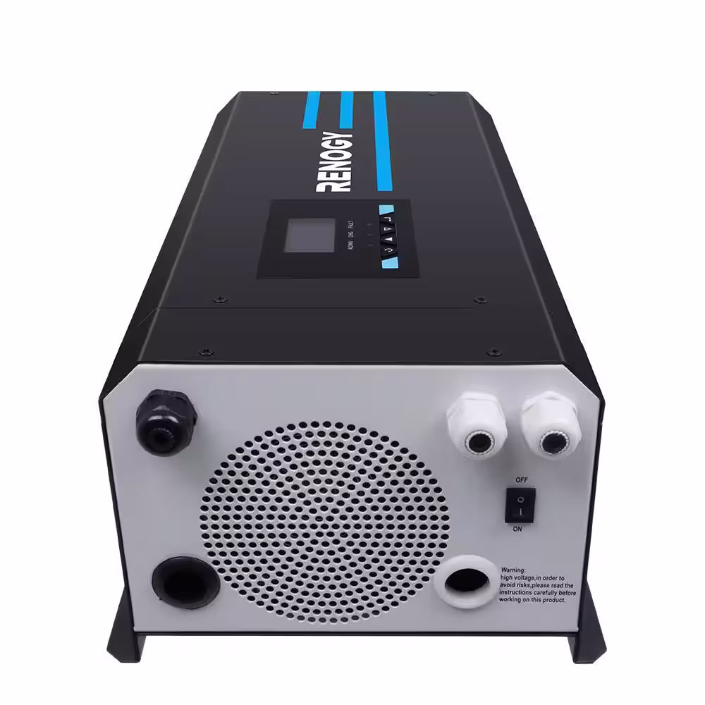 Renogy 2000 Watt 12V DC to 120V AC Pure Sine Wave Inverter Charger w/ LCD Display Lithium Battery compatibility 6000W Surge