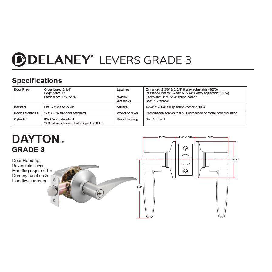 DELANEY HARDWARE Contemporary Satin Nickel Dayton Hall/Closet Door Handle
